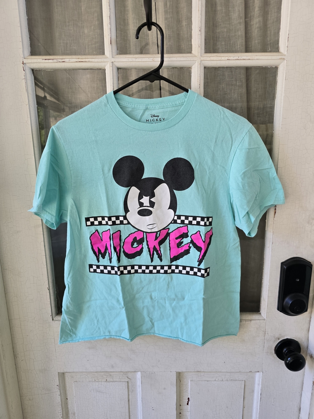 Disney Mickey Tee in Mint Green with Pink Logo